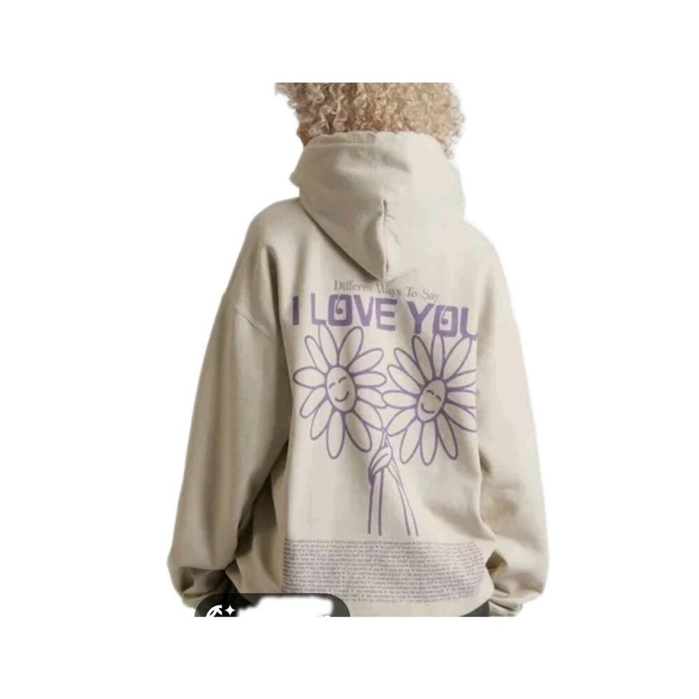 Lonely Ghost Women's Lavender Pullover Hoodie Love You Graphic Print Size XL